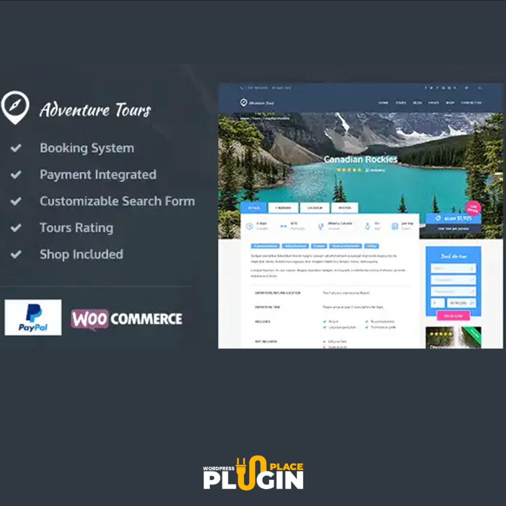 Adventure Tours Theme WP Plugin Place